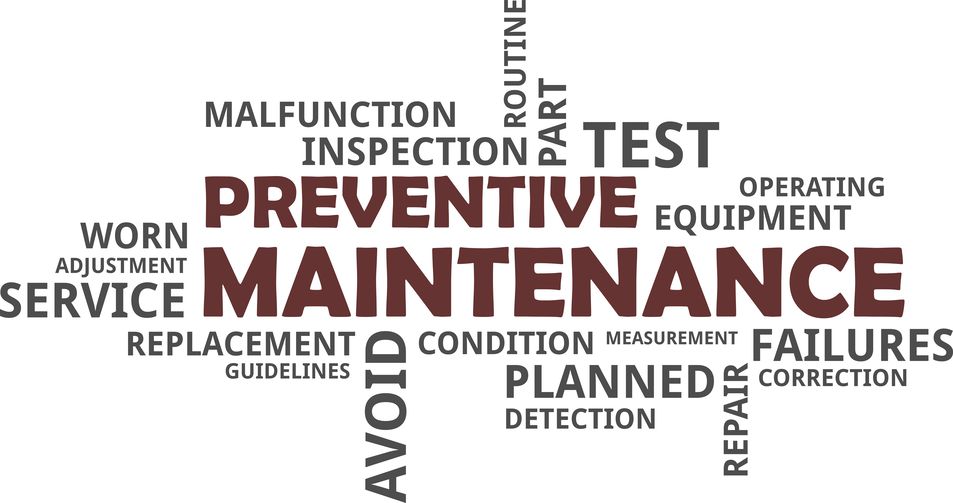 Nuage de mot de maintenance préventive